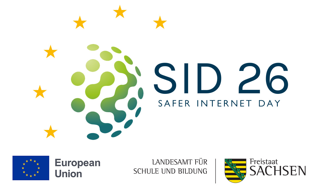 Logo: SID 2026 (Klicksafe), Europäische Union, Landesamt für Schule und Bildung Logo: SID 2026 (Klicksafe), Europäische Union, Landesamt für Schule und Bildung