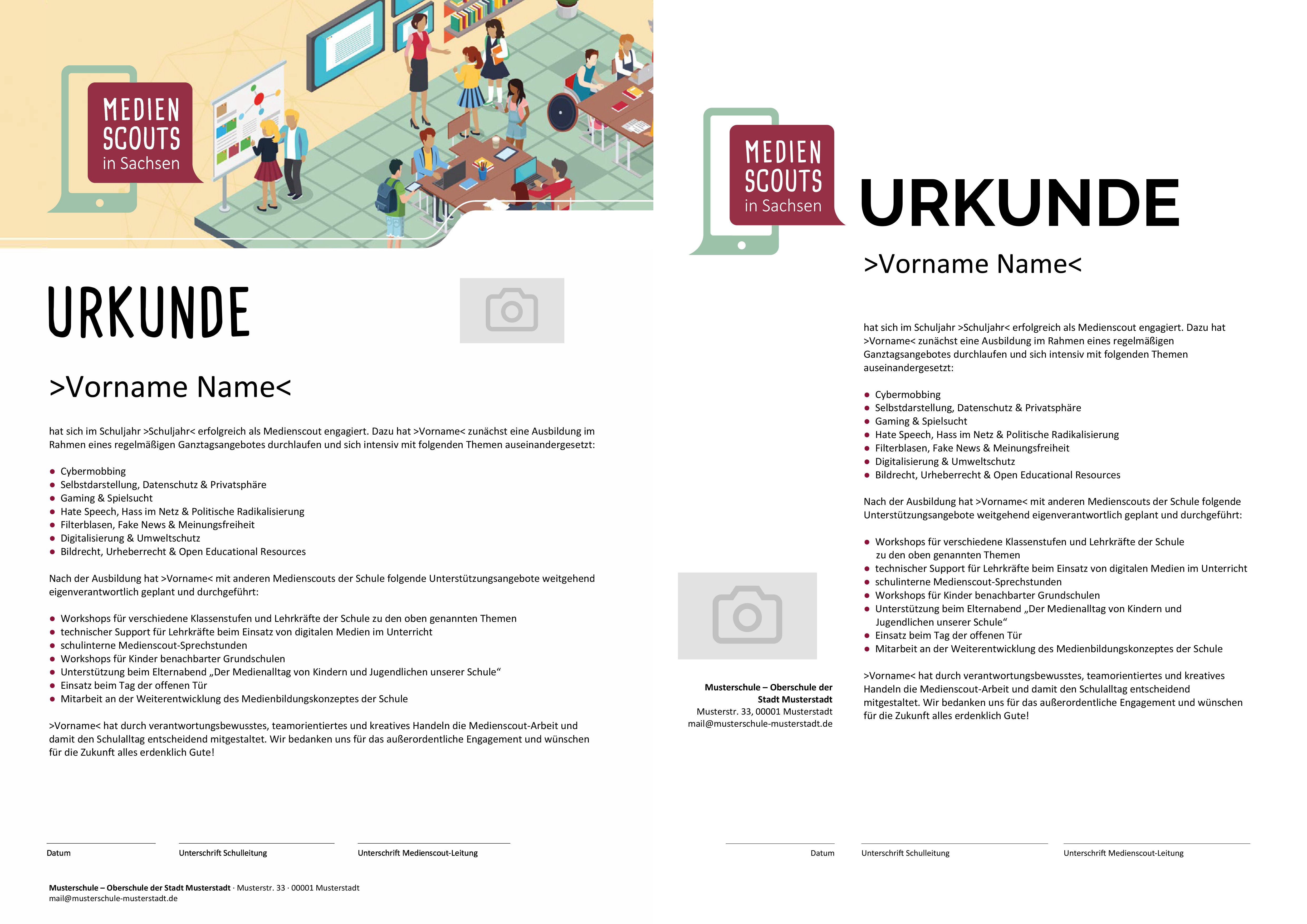 Urkunden f�r Ihre Medienscouts